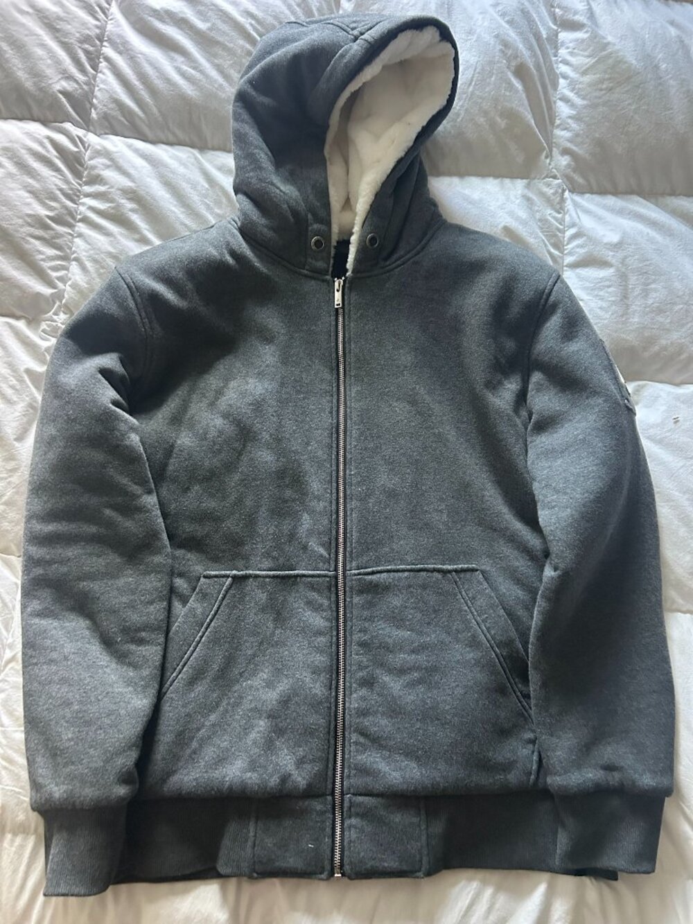 Moose Knuckles Classic Bunny Hoodie Charcoal Faux Fur Bomber Jacket XXL